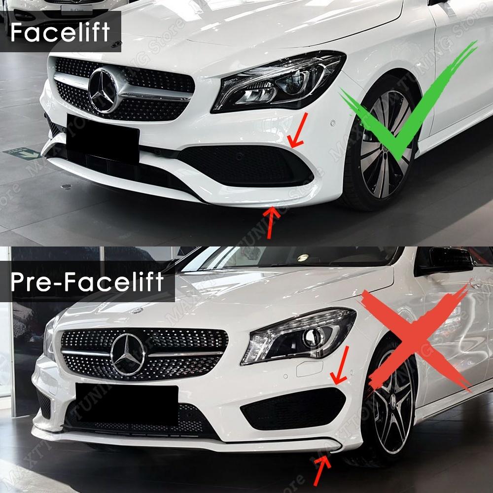 DAR4 For Mercedes Benz CLA C117 X117 CLA200 220 250 CLA45 AMG 2016-2019 Front Bumper Lip Splitter Fog Lamp Trim Grille Air Blade ABS