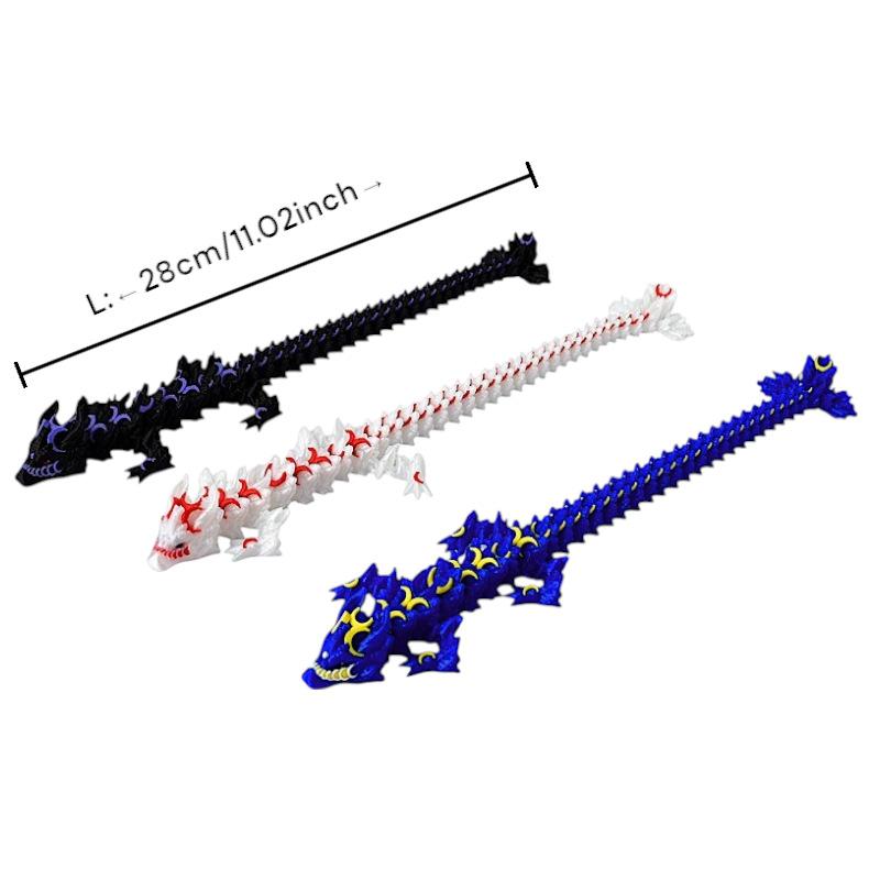 28Cm 3D Printing Flying Moon Dragon Joint Movable Model Children Toy Gifts Novelty Luminous Toys Desktop Decoration