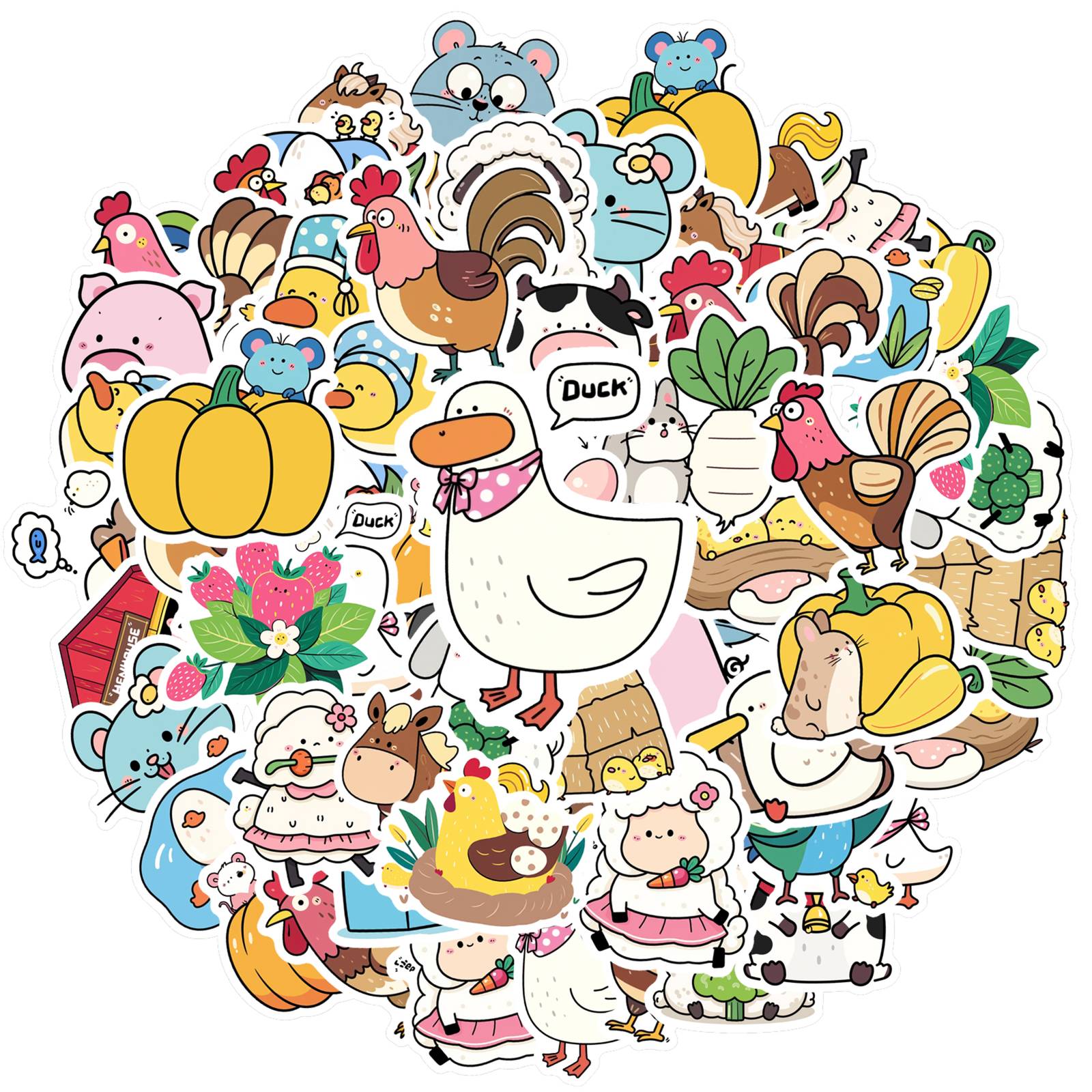 

35pcs Playful Cartoon Animals Stickers Whimsical Pasture Stationery Stickers Animal Stickers For Suitcase Fridge Phone Luggage