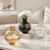 Floral Display Pot for Living Room Clear Round Resin Vase Transparent Sphere Flower with Jute Glass Vase Flowers Bow Modern Plastic Planter