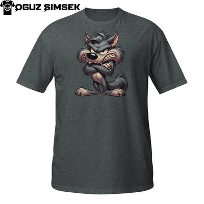 Angry Cartoon Wolf Shirt | Grumpy Growling Werewolf Tee Unisex T-Shirt
