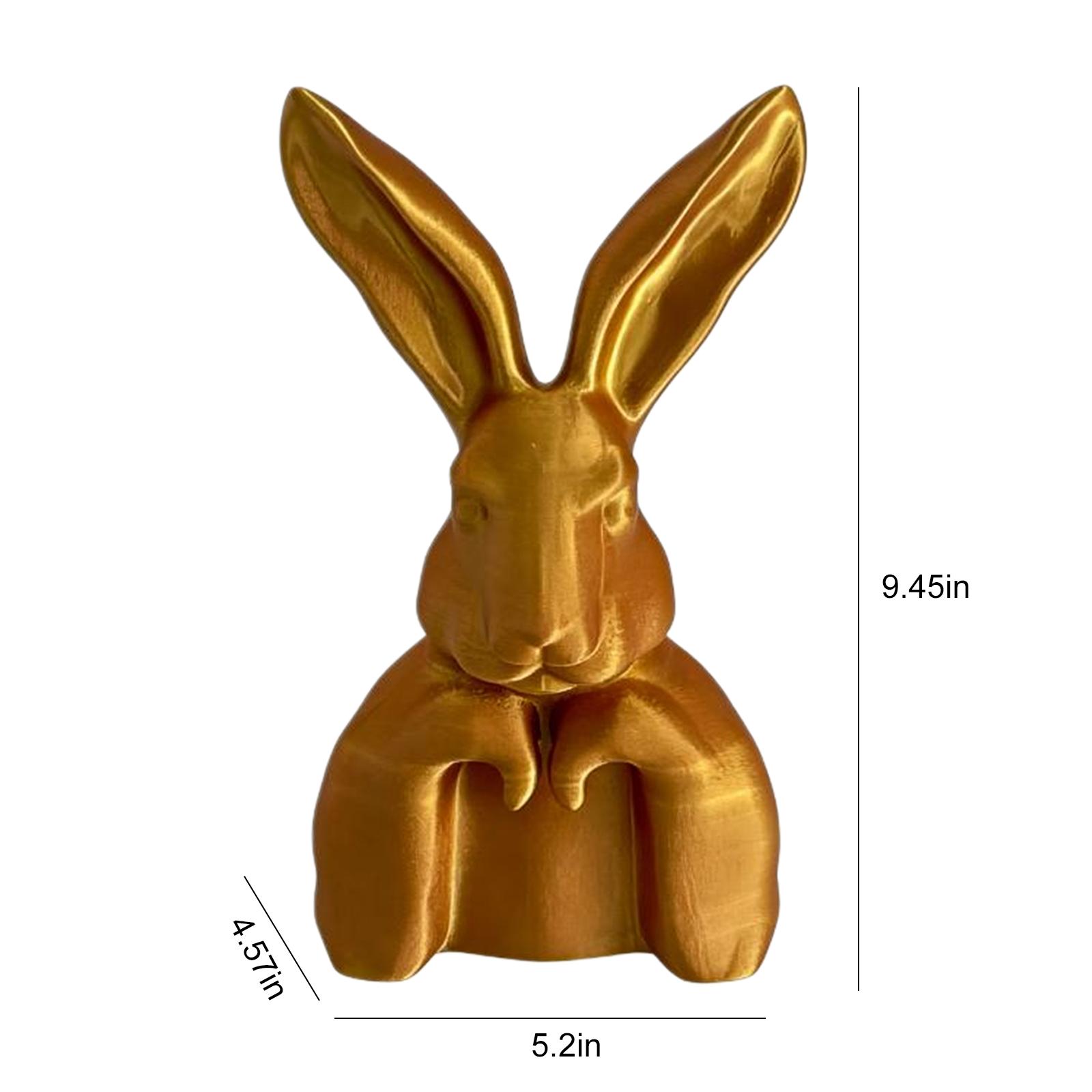 

Vintage Gold Resin Bunny Statue 3D Printed Large Rabbit Figurines Decorative Bunny Sculpture Collectibles Gift for Home Indoor