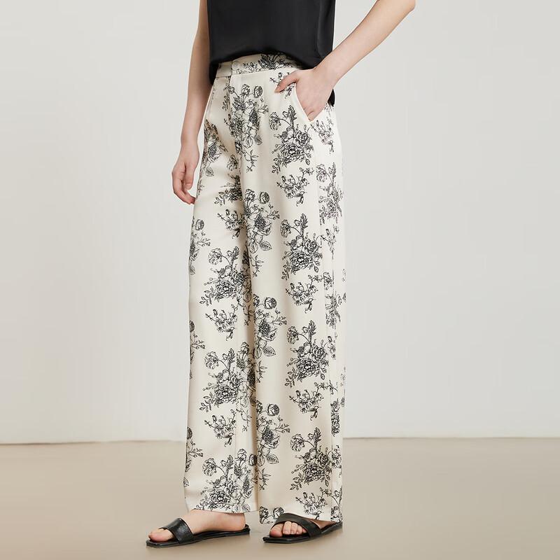 Gejin Women's Printed Wide-Leg Straight Casual Trousers