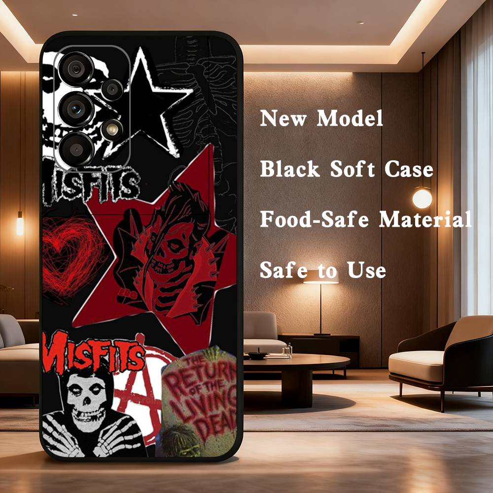 M-Misfits Rock Phone Case For Samsung Galaxy A73,31,32,72,41,53,52,71,22,5G,Note,J7,8,9 Soft Black Silicone Cover