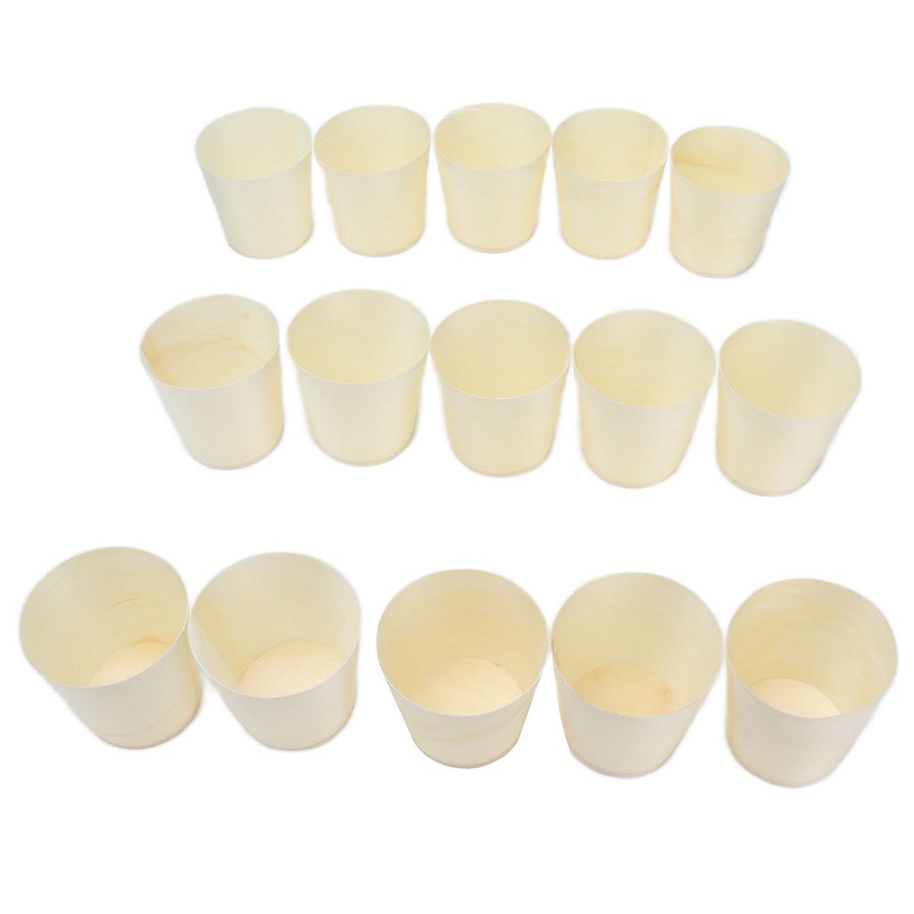 15Pcs Disposable Tasting Cup Wooden Decorated Lightweight Dessert Cup for Home Bars Restaurants