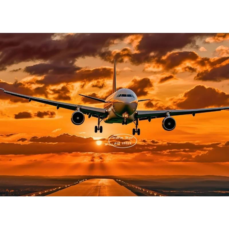 Sunset Aviation Airplane Canvas Painting  Poster Picture Wall Art HD Print Pictures No Framed Pilot Room Decoration Cuadros