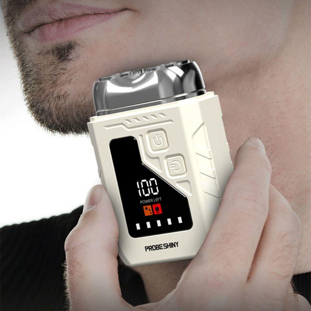 2in1 Mini Electric Shaver Digital Display Portable Rotary Razor Smart Nose Hair Clipper  Travel Use