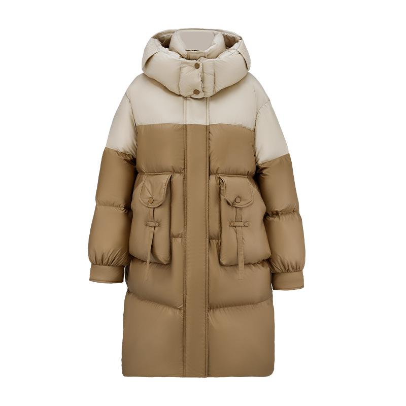 Winter New Long High-end Contrasting Color Down Jacket Thickened Fashionable Casual Cold-resistant Bread Jacket