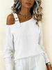 2026 Niche Slash Neck Long Sleeve Slim White Top: Versatile Single Shoulder Strap Shirt