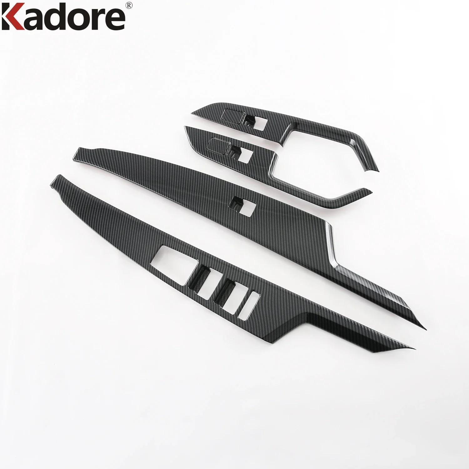 Car Inner Door Window Lift Switch Control Button Panel Cover Trim For Kia Niro -2024 2025 Carbon Fiber Interior Accessories Carbon Fiber Style