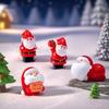Set of 4 Cartoon Santa Ornaments Resin Miniature Sculpture Christmas Gift For Home Office and Garden Landscape Decors