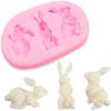 Rabbit Chocolate Silicone Molds 4 Pcs, Easter Bunny Ears Carrots Fondant Mold for Cake Decoration Candy Sugar Cupcake Topper Easter Party Polymer