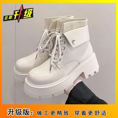Women's 2024 New Explosive Street Style British Style Black Thick Soled Tall Short Boots Classic Fashion Casual Women's Shoes