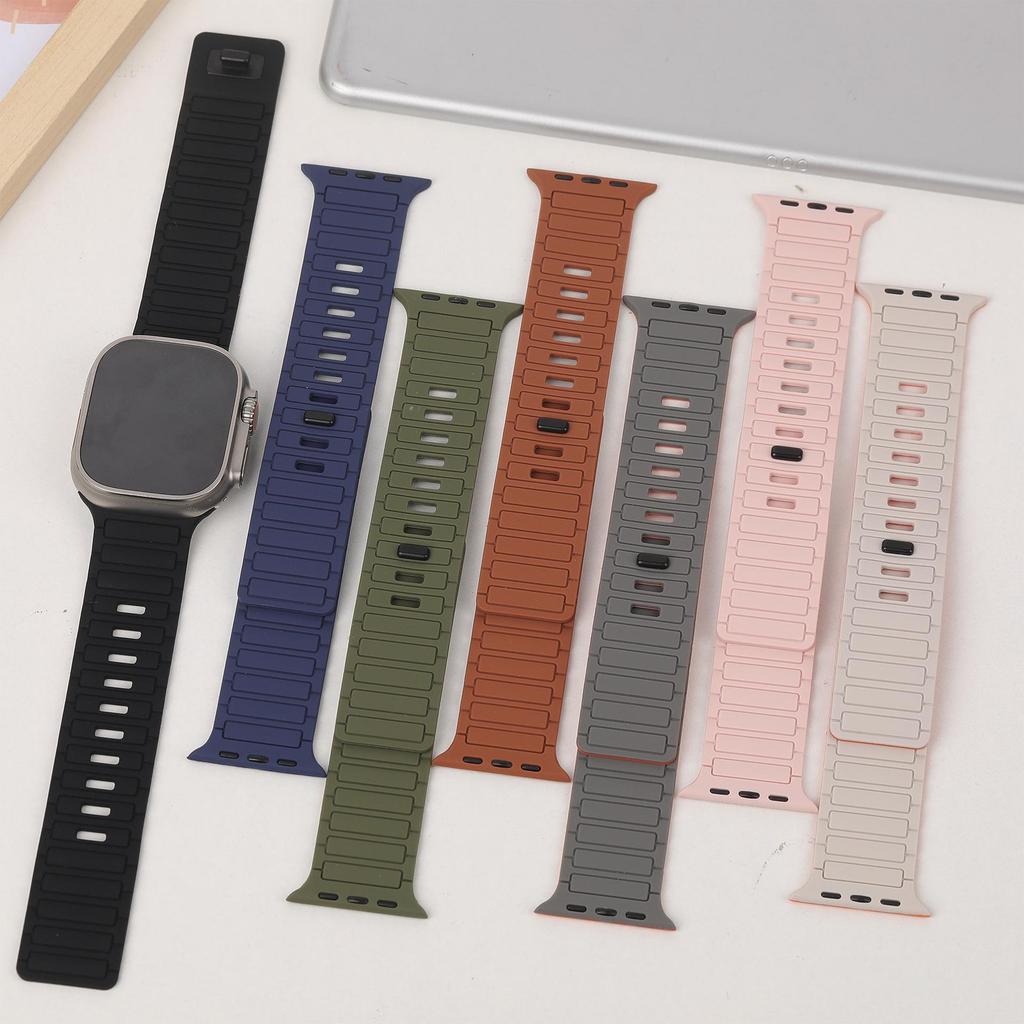 Strong Magnetic Silicone Strap for Apple iWatch S11 - Ultra Secure Three-Bead Buckle