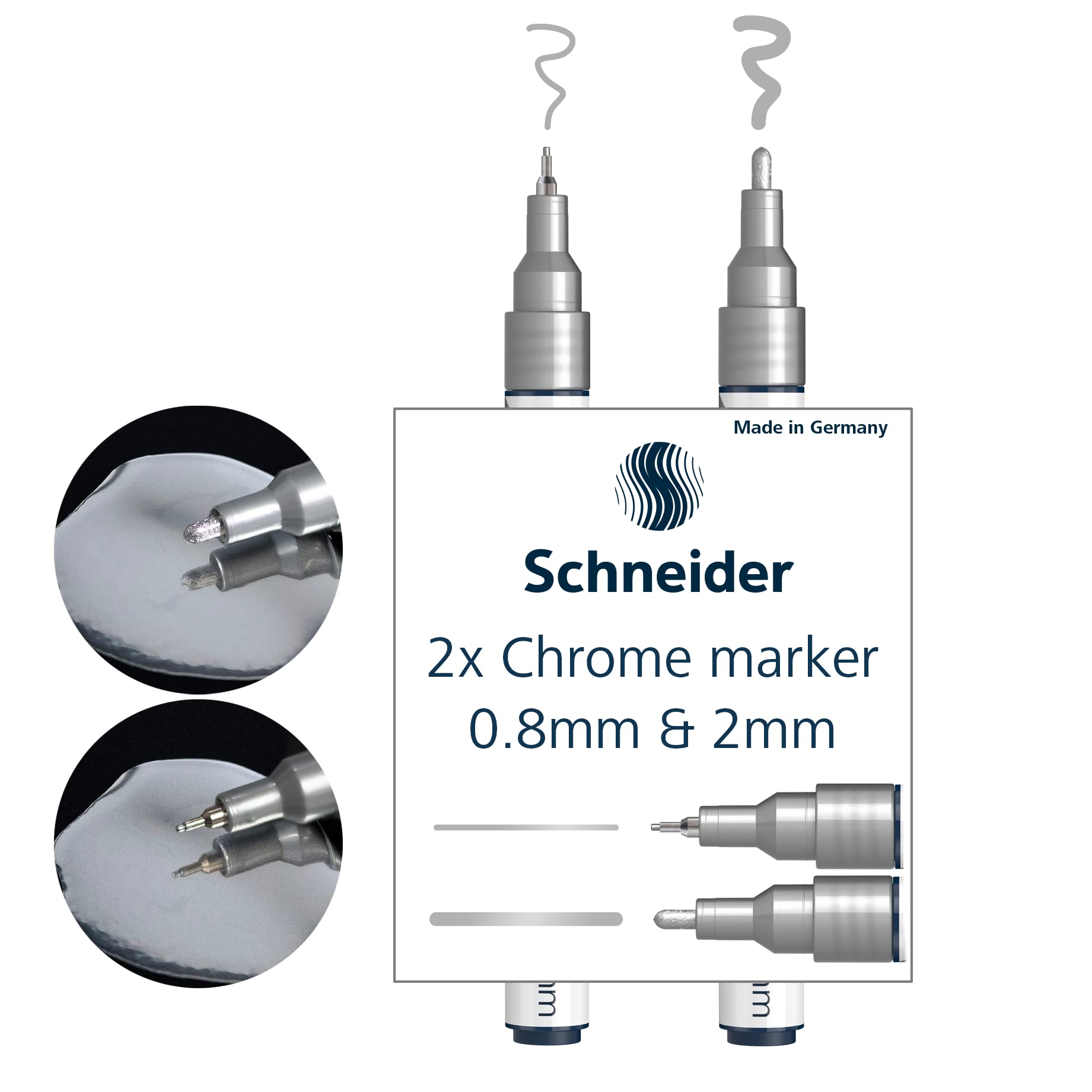 Маркеры Schneider Paint It Зеркальный Хром 060 061 ML06011501 Японские / [Авторизованный Дистрибьютор] (Набор 0,8 мм + 2,0 мм)