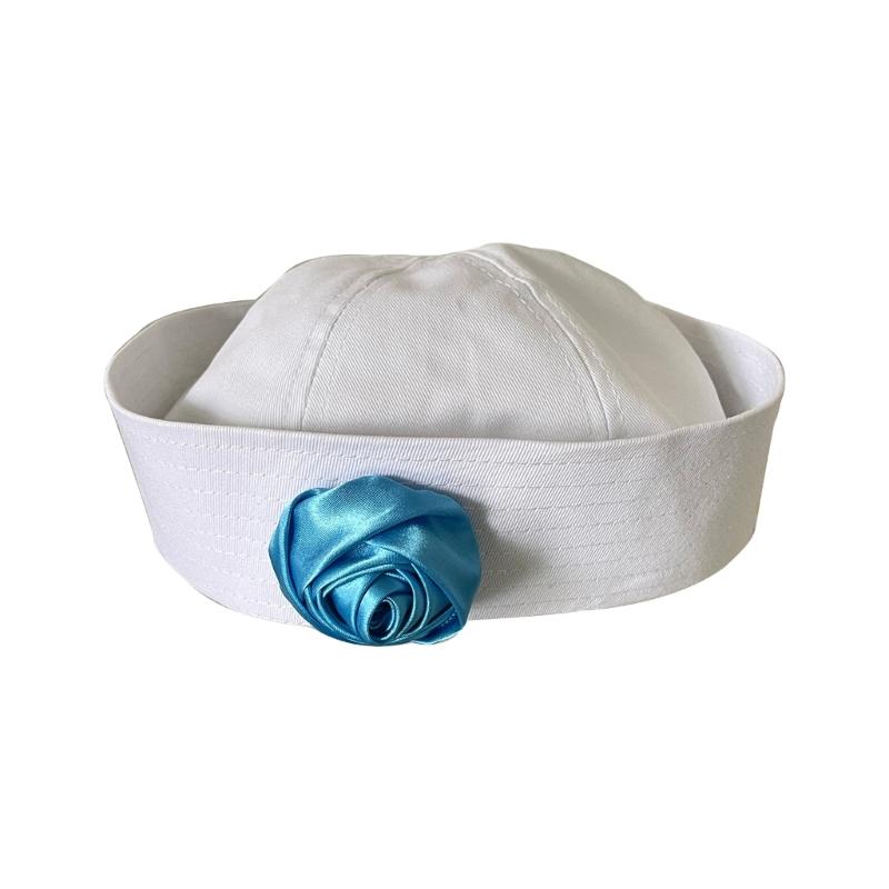 Spring Sunproof Sailor Hat Woman Commutes Captain Hat Camping Taking Photo Sailor Hat with Rose Decals for Girlfriend