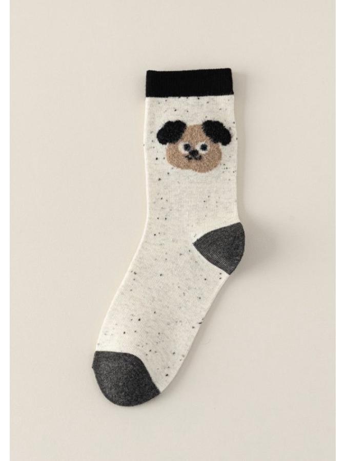 

Корейские трендовые осенне-зимние мультяшные плюшевые женские носки до середины икры с пряжей в горошек темпура One Size