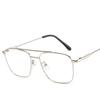 Double Beam Anti Blue Light Square Prescription Glasses For The Nearsighted Vintage Metal Myopia Spectacles -0.5 -0.75 To -6.0