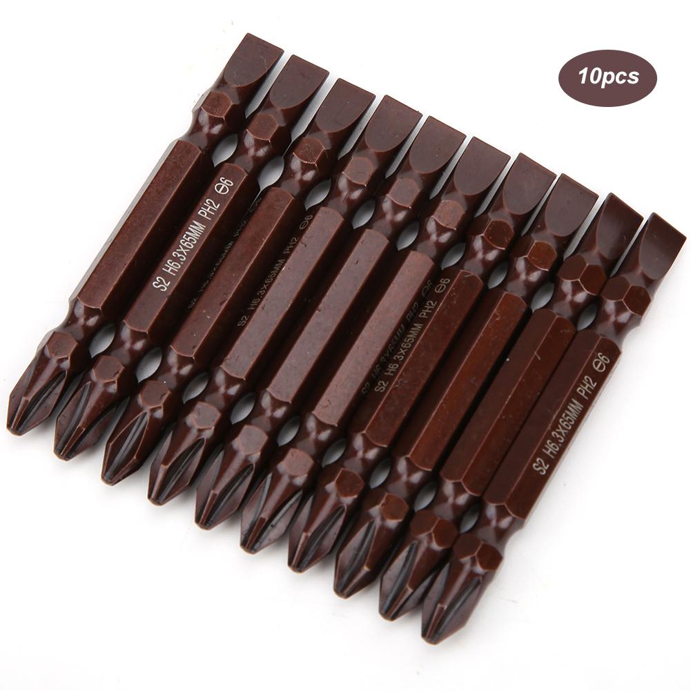 

10PCs Double Ended Screwdriver Bit Hardware Parts Screws Tools Magnetic S2 H6.3 x 65MMDouble Ended S2 H6.3 x 65 x PH2