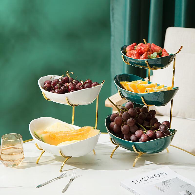 Light Luxury 3-Tier Ceramic & Iron Dessert Fruit Stand