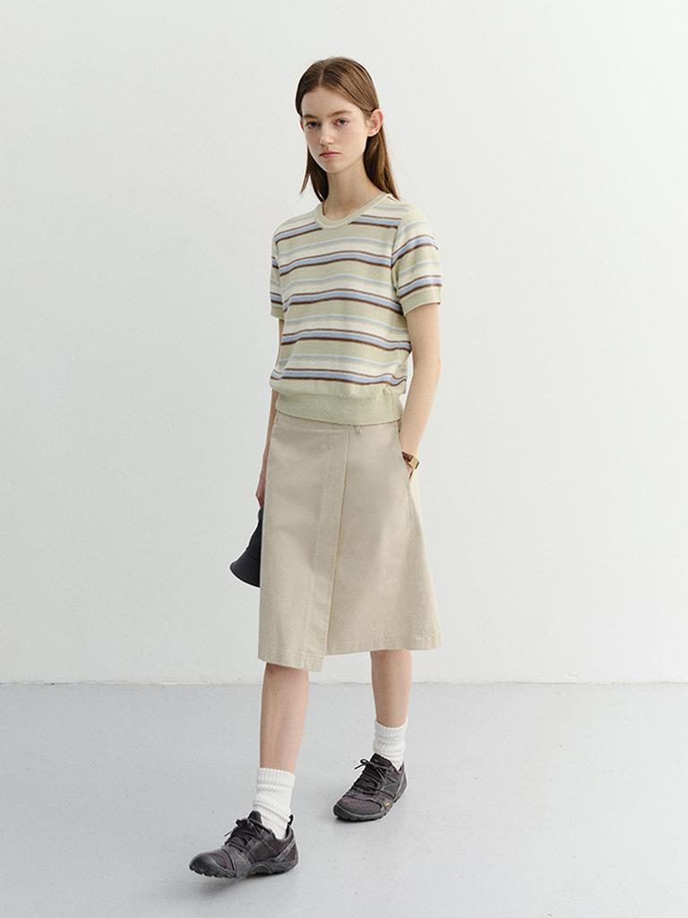 Deonseuteu Unisex Striped Crewneck Knit_Udsw6B129_Mint / Cream