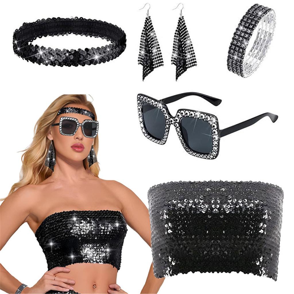 1970s Theme Party Disco Costume Set Sunglasses Earrings 70s Disco Costume Set 1970s Disco Accessories
