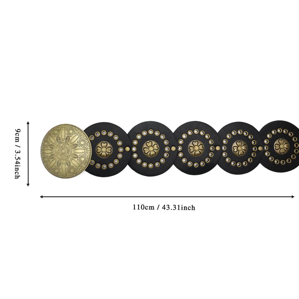 Vintage Western Denim Style Personalized Belt Women'S Metal Splicing Hollow Gas Eye Waist Seal