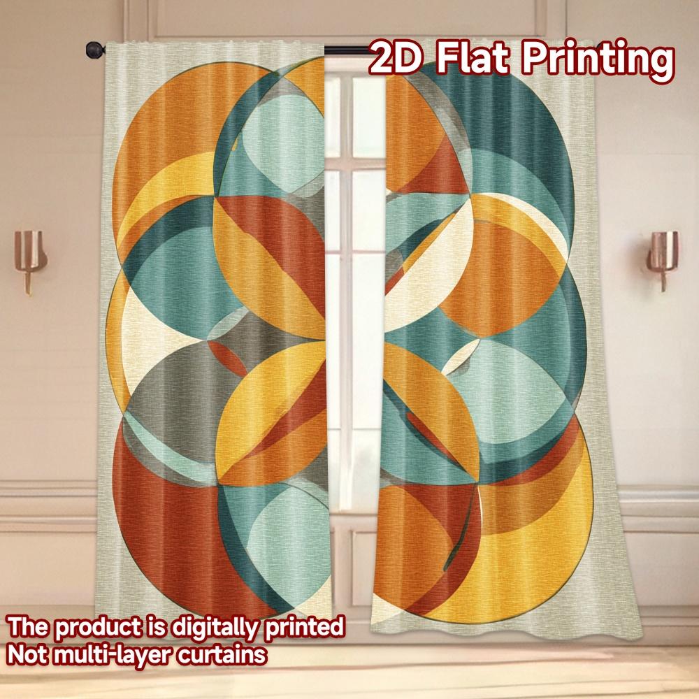 Set Of 2 Flat Printing Curtains Without Rod Geometric Floral Design Valentine Is Day Festival Creative Prints Curtain Made Polyester