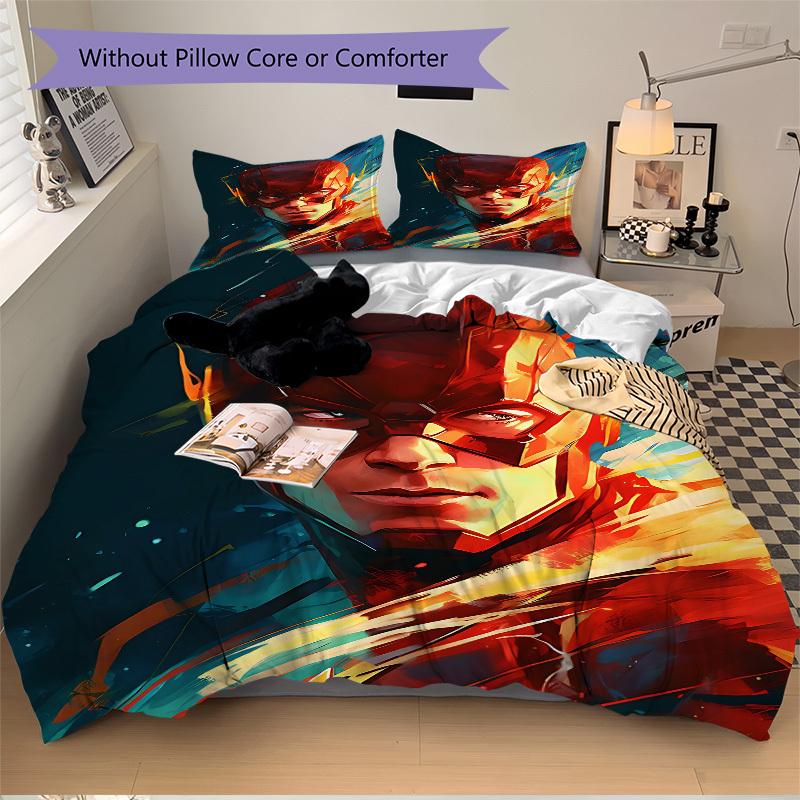 3pcs Flash Speed Bedding Set, Soft Polyester Duvet Cover and Pillowcases Machine Washable Seasons All Suitable & Guest Room Decor320