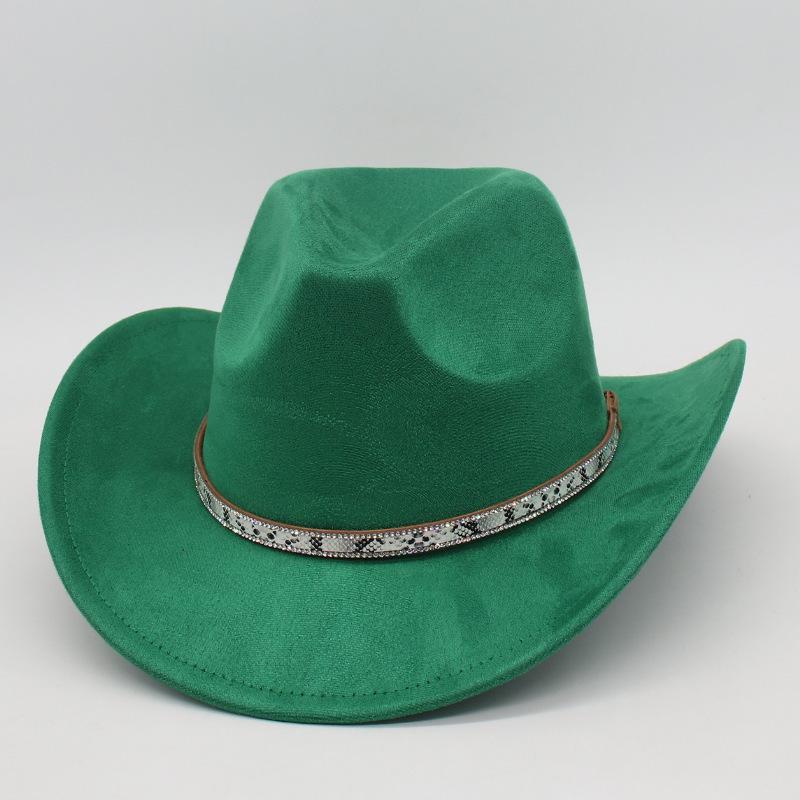 White Leather Textured Tibetan Woolen Hat Men'S And Women'S Wide-Brimmed American Top Hat Western Cowboy Hat Jackson Jazz Hat