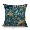 Klassisches britisches Design, William Morris, Walter-Kranich, Tiermuster, Hase, Pfau, Fuchs, Kaninchen, Waldblau, Sofa-Kissenbezug