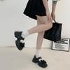 Retro Schleife Kleine PU Lederschuhe Damen Sommer Einfache Dicke Sohle Dicker Absatz Mädchen Mary Janes Schuhe Damen Plateauabsätze