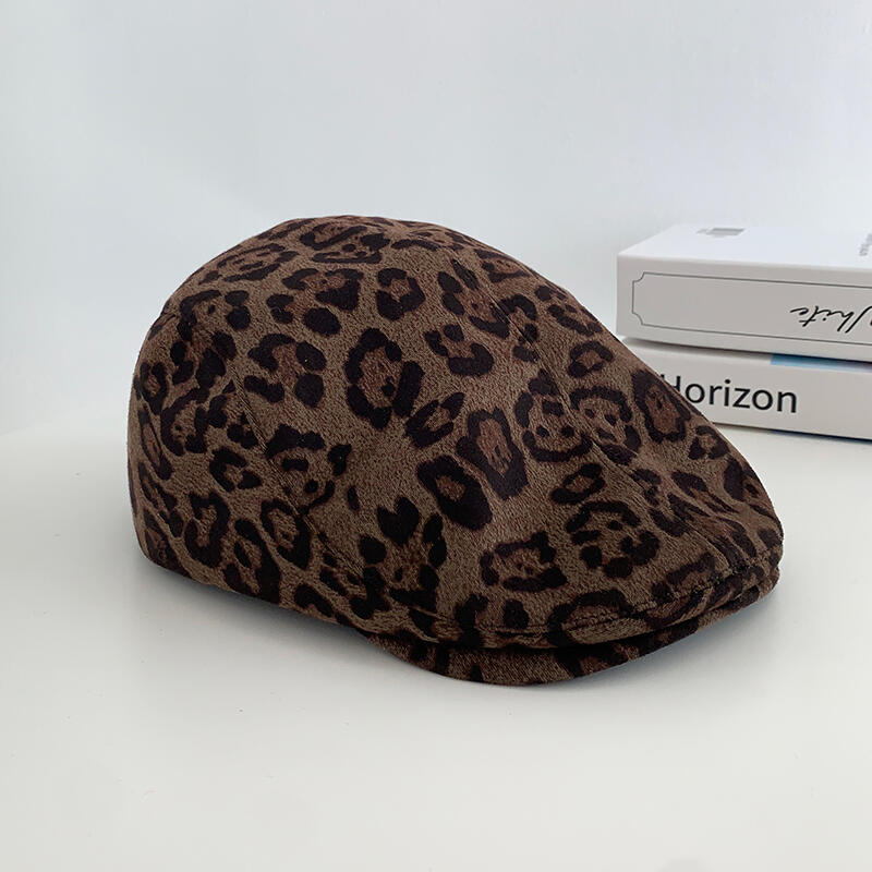 Hopi Leopard Beret Hunting Cap Newsboy Cap AA-121 Robe brown