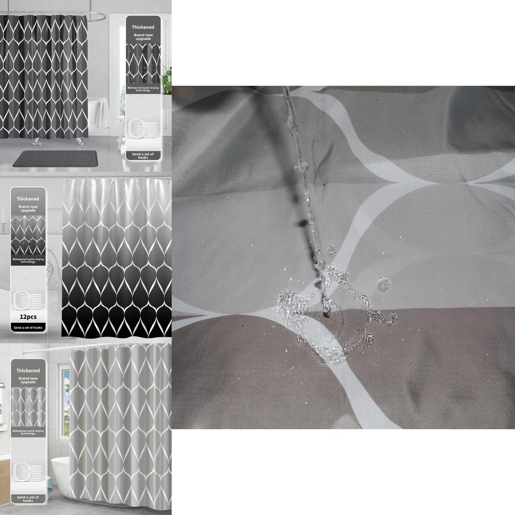 Simplistic Waterproof Shower Curtain Made Of Thick Polyester Cloth For Bathroom Decor And Hygiene