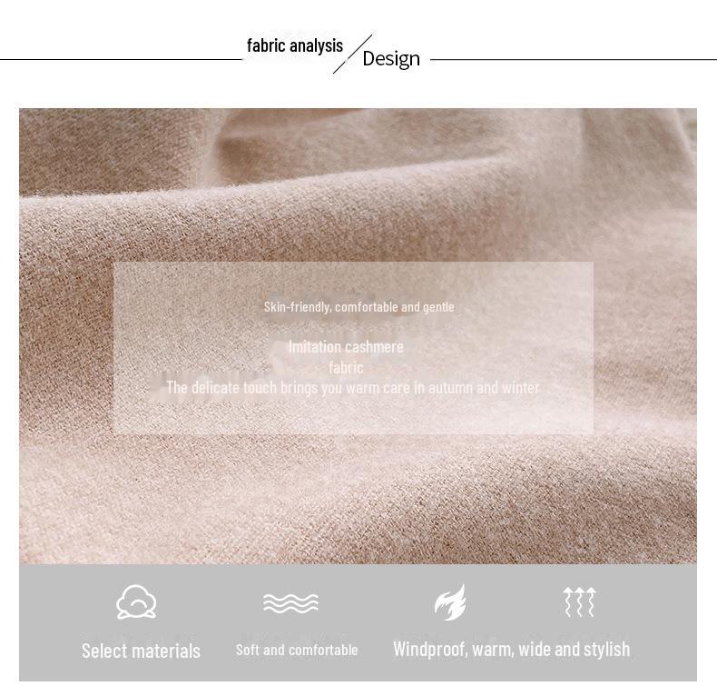 Cachecol feminino de inverno de cor sólida imitação de cashmere - quente, tecido, cachecol de pescoço médio a longo