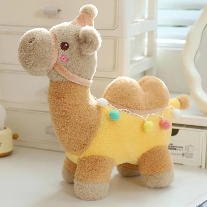 Realistische Kamel-Puppe Plüschtier Kinderbegleiter Wüsten Kawaii Kamel-Puppe Zoo Souvenir Weiches Kuscheltier Von 16cm beige