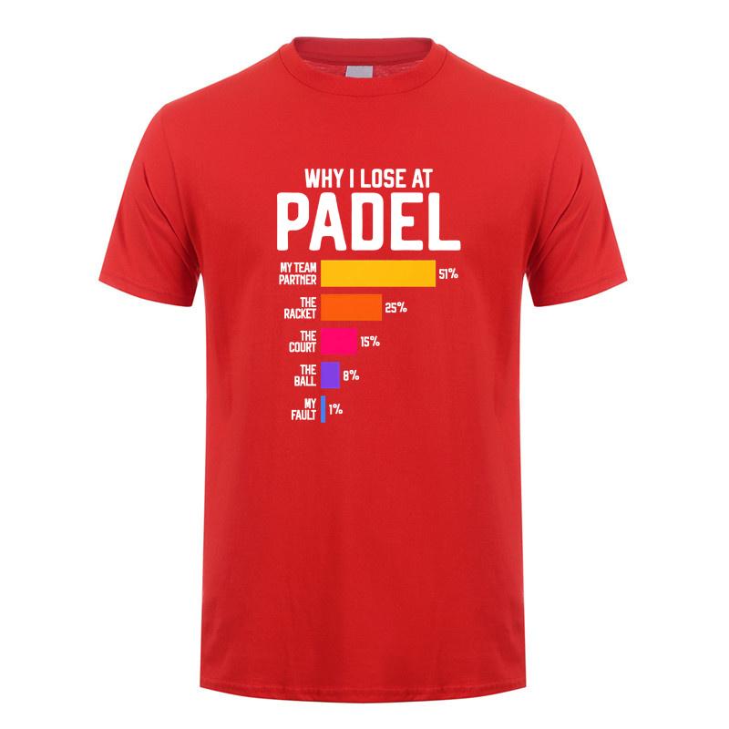 Proč prohrávám v Padelu Pánská trička Vtipné Tričko pro fanoušky hráčů Padelu Dárky Letní Bavlněné Krátký Rukáv Top Pánské Oblečení DY-092