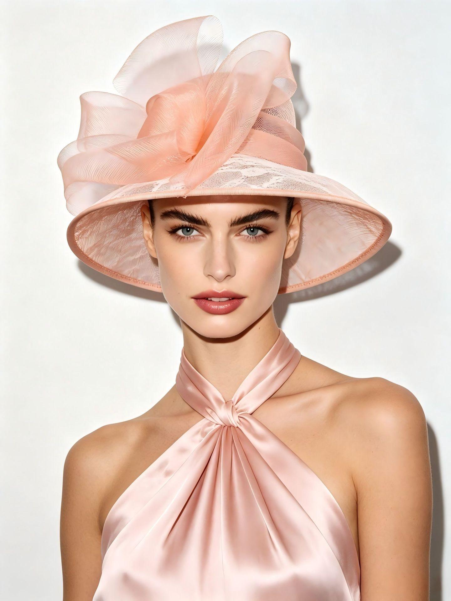 French elegant hemp top hat women`s