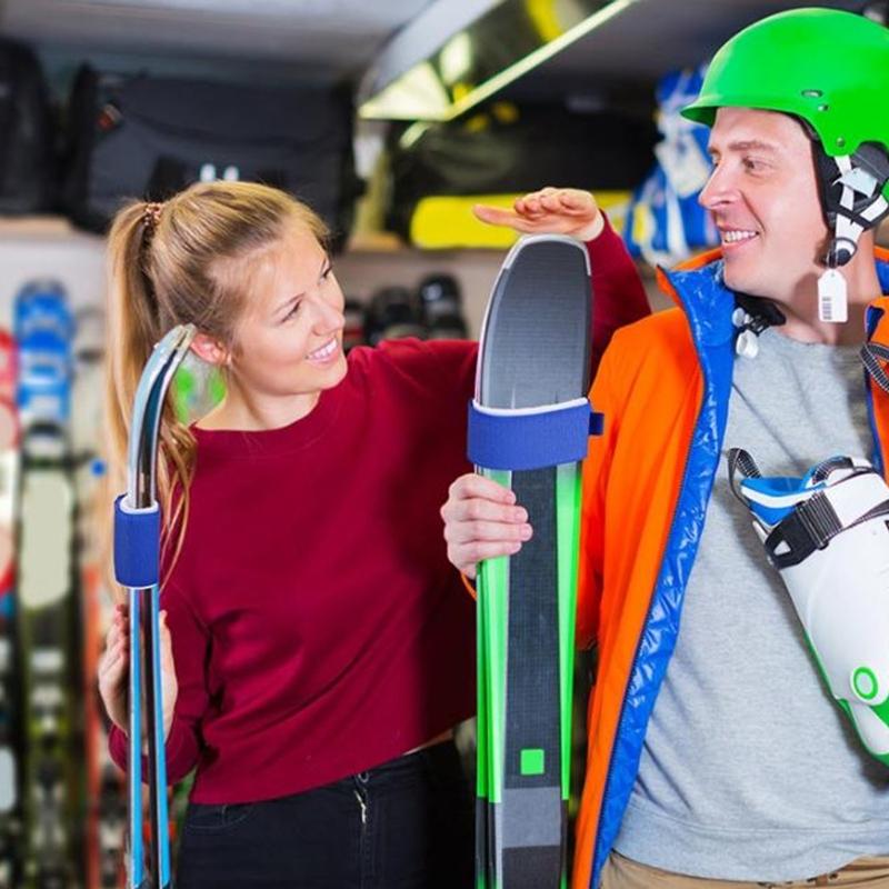 2Pcs Winter Ski Strap Fasteners Tape Protector Pad Adjustable Ski Wraps Ties Ski Band for Families Winter Holiday