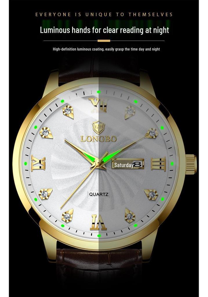 Longbo Men's Waterproof Quartz Couple Watch - Simple Casual Design