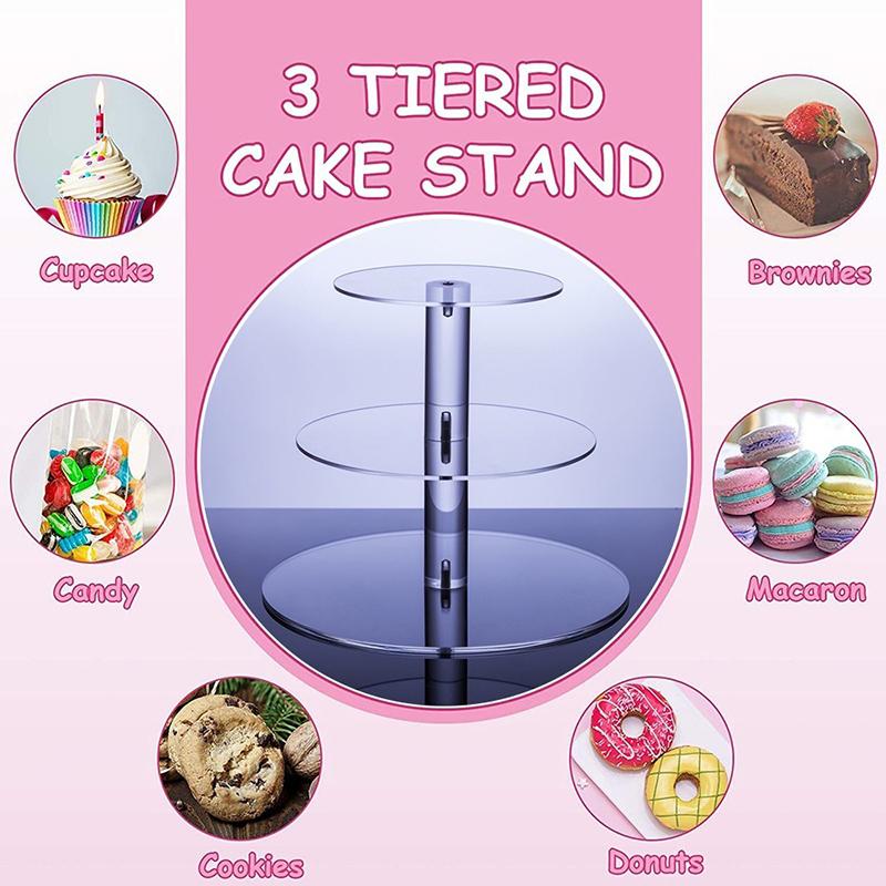 3/4/5 Clear Birthday Cupcake Stand Holder Tier Acrylic Round Cupcake Stand Dessert Display For Wedding Birthday Christmas Party