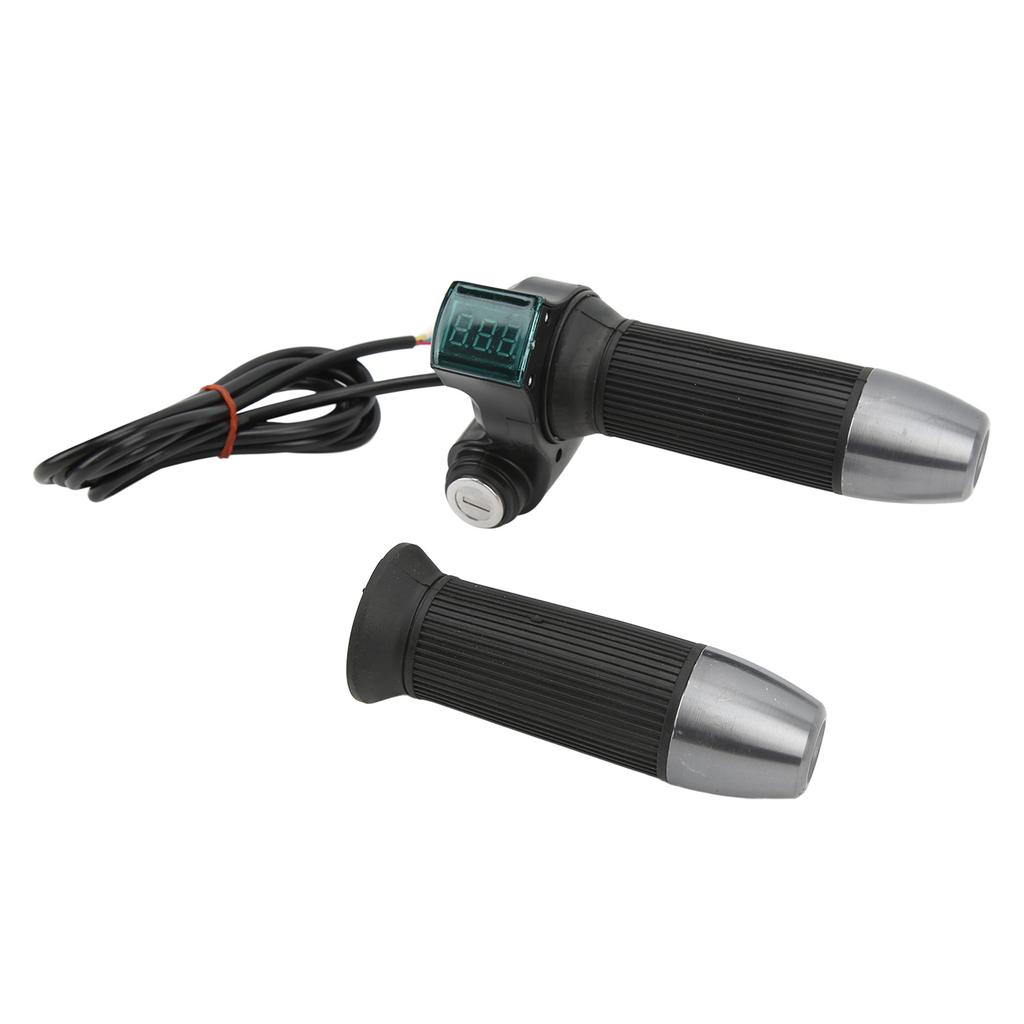 Electric Bike Handlebar Throttle Twist Grip Plastic Twist Throttle Accelerator Handle Grip with Display Green Screen