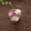 Color Painting Oil Petal Elastic Ring Fashion Premium Ladies Versatile Flower Alloy Diamond