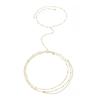 SHIXIN Sexy Minimalistisch Goldfarben Metall Dünne Taillenkette für Damen Trendige Sommer-Bikinis Gestapelte Perlen Bauch Körperkette Schmuck