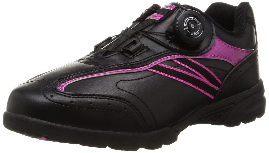 Hirota Golf Mega Golf Women's Golf Shoes, Black, Size 23.0 Cm, 4E