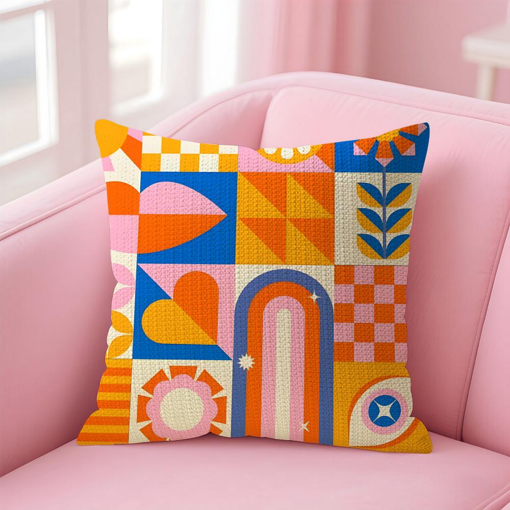 Geometric Patterns Luxury Cushion Cover Natural Linen Pillow Case DoubleSided Print Decorative Sofa Pillowcase Home Decor Gift