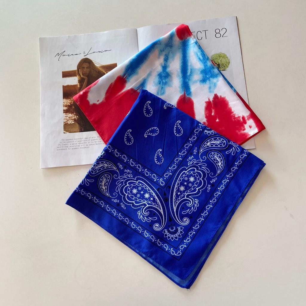 Spot West Coast Square Scarf Full Polyester Printed Small Square Scarf Silk Scarf Women's Hip Hop Hip Hop Cashew Flower Headscarf