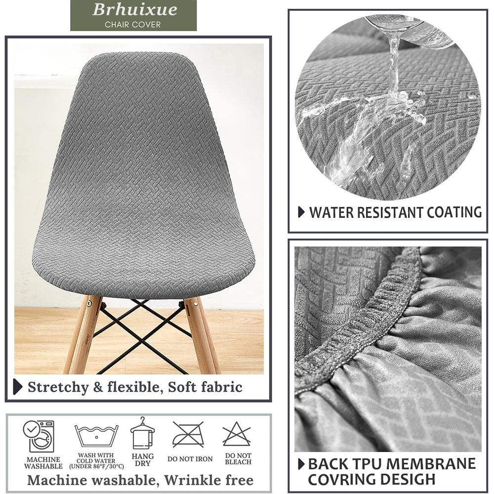Waterproof Fabric Shell Chair Cover Jacquard Elastic Chair Slipcovers Plain Removable Chair Seat Cover Office Hotel Banquet