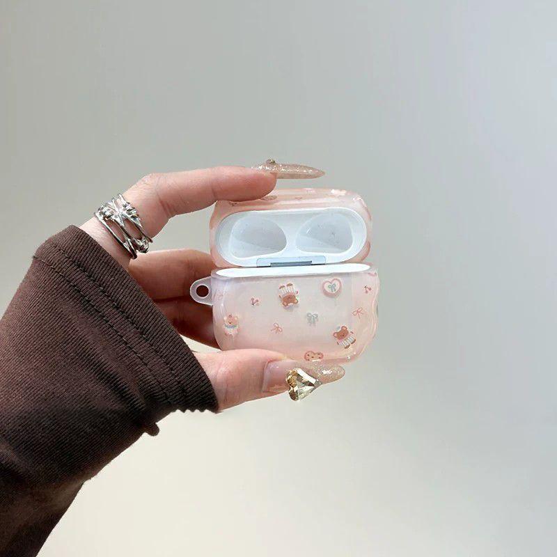 Pink cute bear for AirPods1 Apple earphone case AirPodspro1/1 Bluetooth case 1st generation