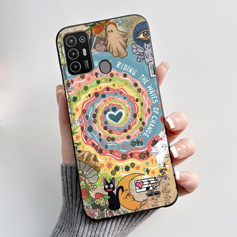Hülle Für ZTE Blade A52 / A52 Lite Hülle Ästhetisch Niedliche Katze Astronaut Handyhülle Schwarze Weiche Silikon TPU Rückabdeckung Bumper Schale